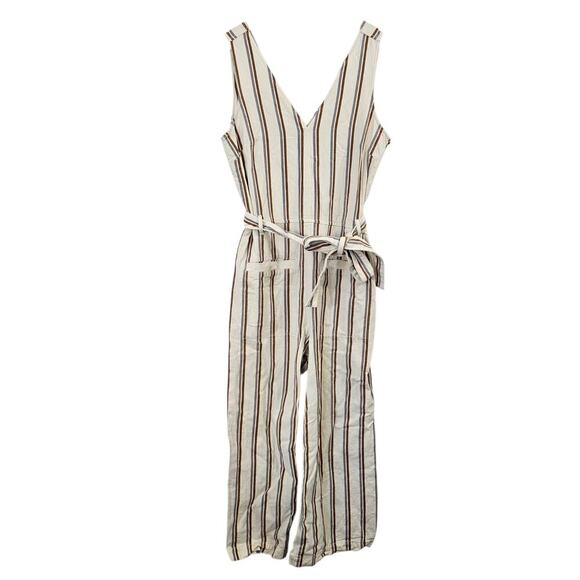 MADEWELL Striped Pull-on Jumpsuit in Double Stripe Grey Feather Size M - Picture 1 of 12